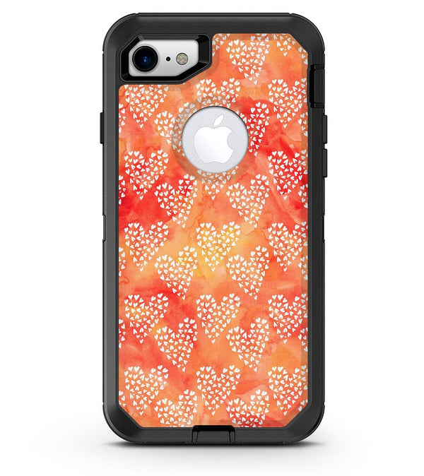 Watercolored Fire with White Tiny Hearts - iPhone 7 or 8 OtterBox Case & Skin Kits