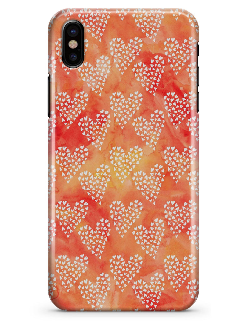 Watercolored Fire with White Tiny Hearts - iPhone X Clipit Case