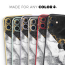 White-Black Marble & Digital Gold Foil V1 2 - Skin-Kit compatible with the Apple iPhone 12, 12 Pro Max, 12 Mini, 11 Pro or 11 Pro Max (All iPhones Available)