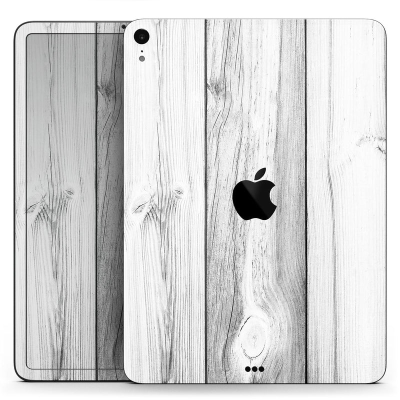 White & Gray Wood Planks - Full Body Skin Decal for the Apple iPad Pro 12.9", 11", 10.5", 9.7", Air or Mini (All Models Available)