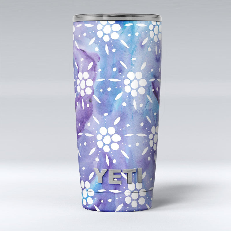 White_Abstract_Flowers_Over_Purple_and_Blue_Cloud_Mix_-_Yeti_Rambler_Skin_Kit_-_20oz_-_V1.jpg