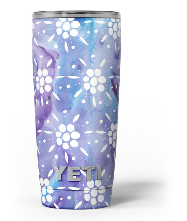 White_Abstract_Flowers_Over_Purple_and_Blue_Cloud_Mix_-_Yeti_Rambler_Skin_Kit_-_20oz_-_V3.jpg