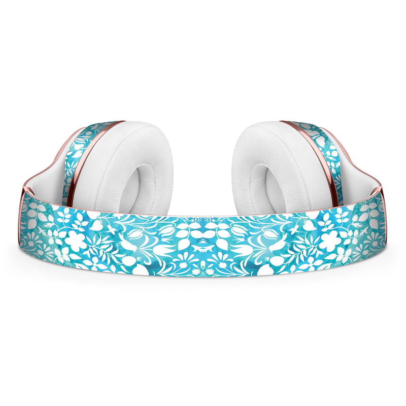 White Butterflies and Flowers on Blue Watercolor Pattern Full-Body Skin Kit for the Beats by Dre Solo 3 Wireless Headphones