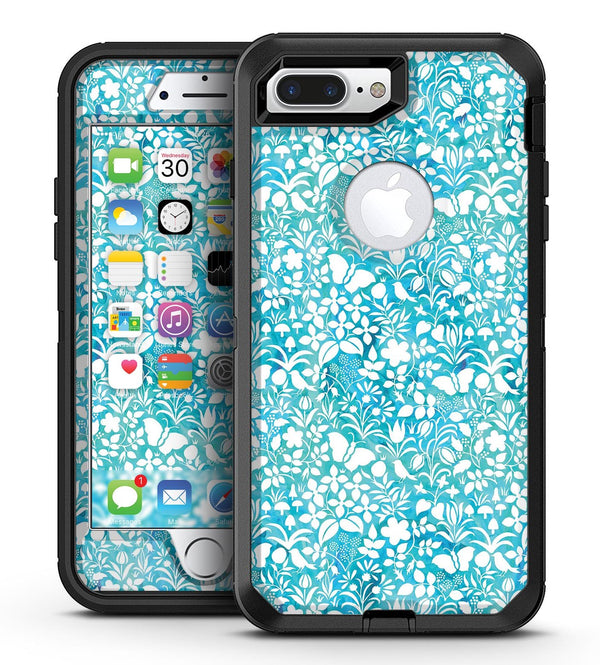 White Butterflies and Flowers on Blue Watercolor Pattern - iPhone 7 Plus/8 Plus OtterBox Case & Skin Kits