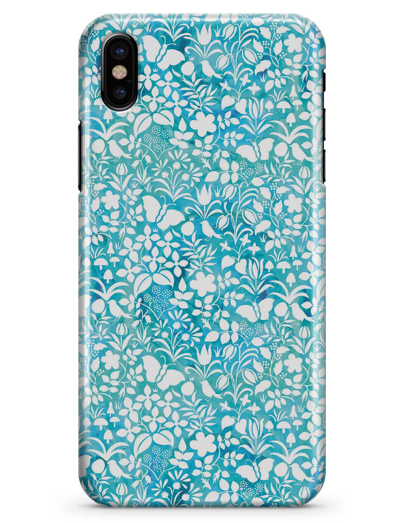 White Butterflies and Flowers on Blue Watercolor Pattern - iPhone X Clipit Case