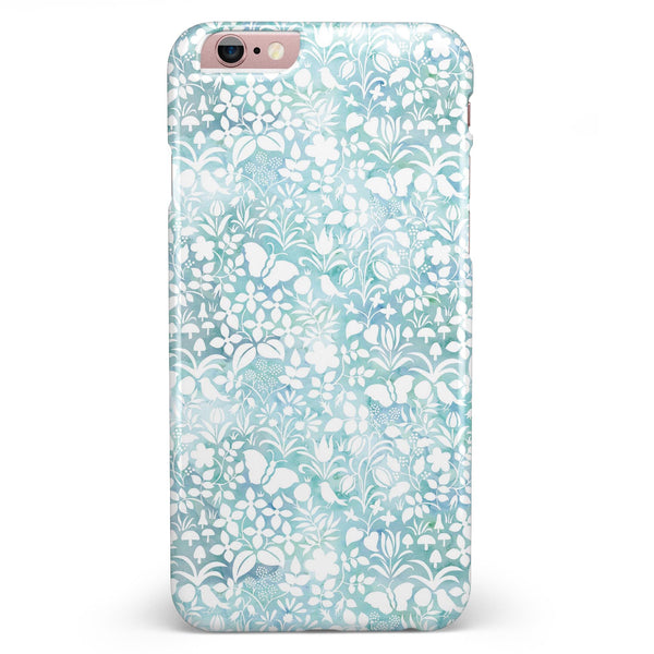 White Butterflies and Flowers on Light Blue Watercolor Pattern iPhone 6/6s or 6/6s Plus INK-Fuzed Case