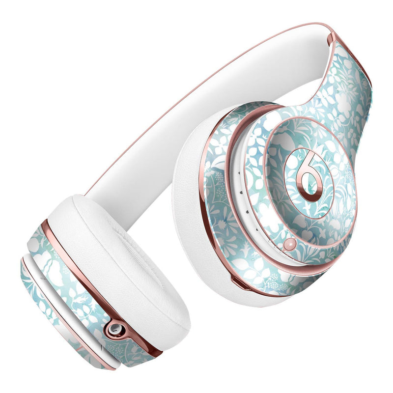 White Butterflies and Flowers on Light Blue Watercolor Pattern Full-Body Skin Kit for the Beats by Dre Solo 3 Wireless Headphones
