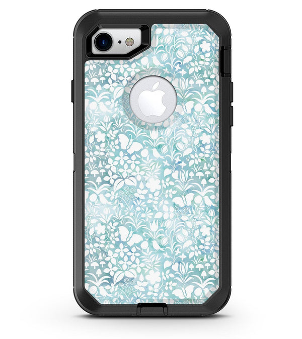 White Butterflies and Flowers on Light Blue Watercolor Pattern - iPhone 7 or 8 OtterBox Case & Skin Kits