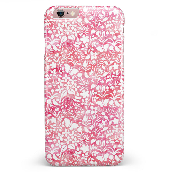 White Butterflies and Flowers on Pink and Red Watercolor Pattern iPhone 6/6s or 6/6s Plus INK-Fuzed Case