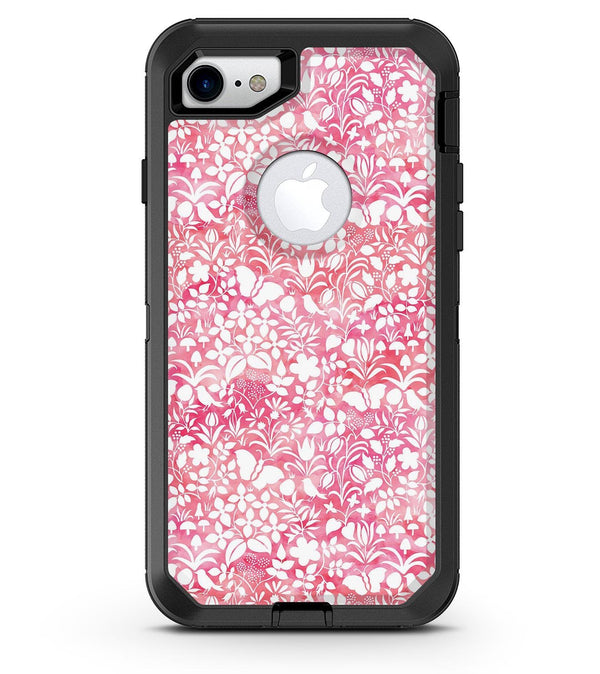 White Butterflies and Flowers on Pink and Red Watercolor Pattern - iPhone 7 or 8 OtterBox Case & Skin Kits