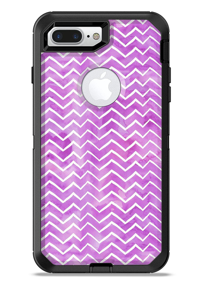 White Chevron Over Purple Grunge Surface - iPhone 7 or 7 Plus Commuter Case Skin Kit