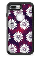 White Floral Pattern Over Red and Purple Grunge - iPhone 7 or 7 Plus Commuter Case Skin Kit