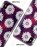 White Floral Pattern Over Red and Purple Grunge - iPhone X Clipit Case