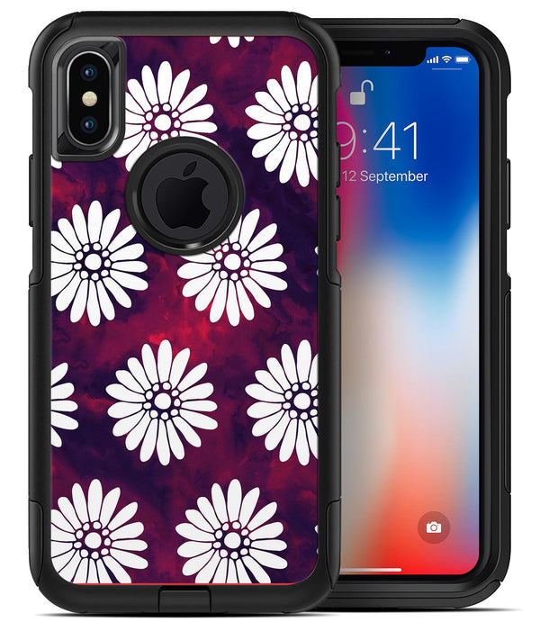 White Floral Pattern Over Red and Purple Grunge - iPhone X OtterBox Case & Skin Kits