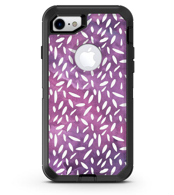 White Flower Pedals Over Purple Grunge Surface - iPhone 7 or 8 OtterBox Case & Skin Kits