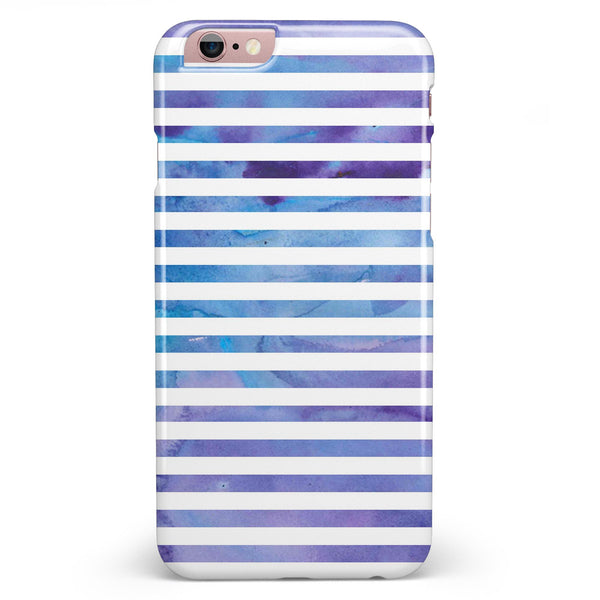 White Horizontal Stripes Over Purple and Blue Clouds iPhone 6/6s or 6/6s Plus INK-Fuzed Case