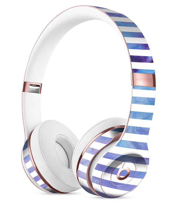 White Horizontal Stripes Over Purple and Blue Clouds Full-Body Skin Kit for the Beats by Dre Solo 3 Wireless Headphones