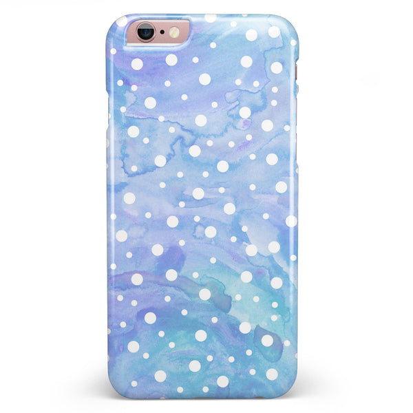 White Micro Dots Over Blue Watercolor Grunge iPhone 6/6s or 6/6s Plus INK-Fuzed Case
