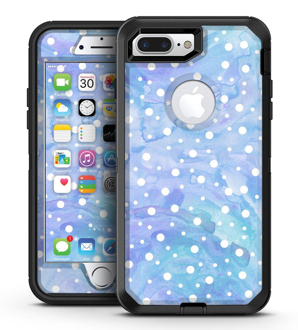 White Micro Dots Over Blue Watercolor Grunge - iPhone 7 Plus/8 Plus OtterBox Case & Skin Kits