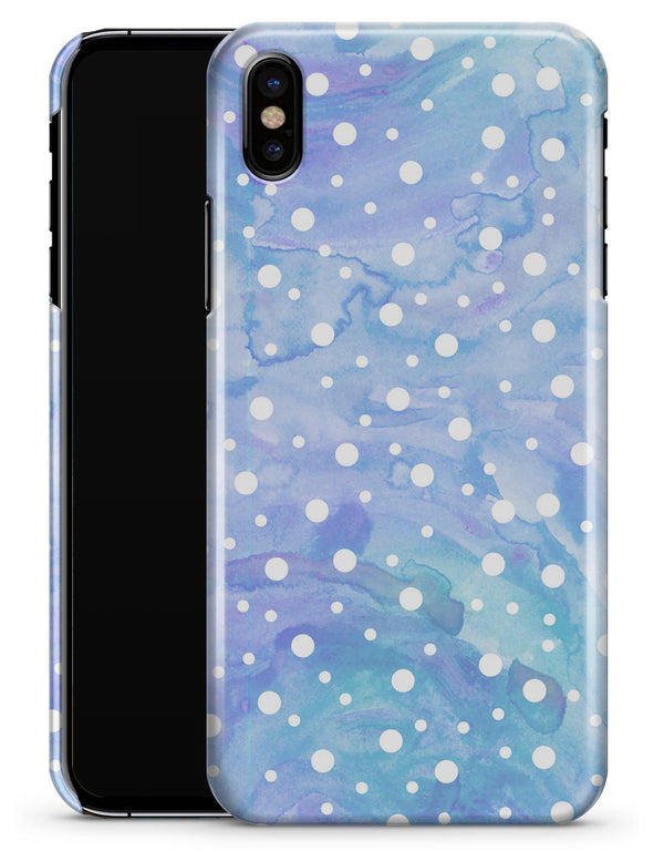 White Micro Dots Over Blue Watercolor Grunge - iPhone X Clipit Case