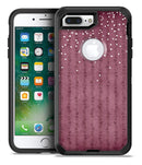 White Micro Hearts Over Burgundy Leaves - iPhone 7 or 7 Plus Commuter Case Skin Kit