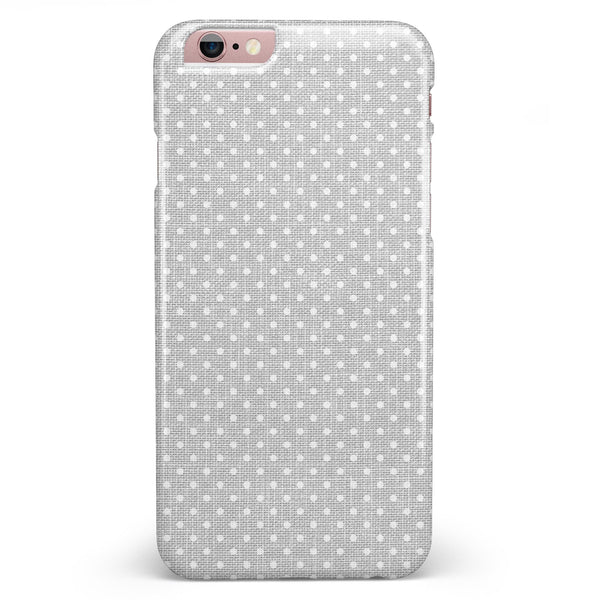 White Micro Polka Dots Over Gray Fabric iPhone 6/6s or 6/6s Plus INK-Fuzed Case