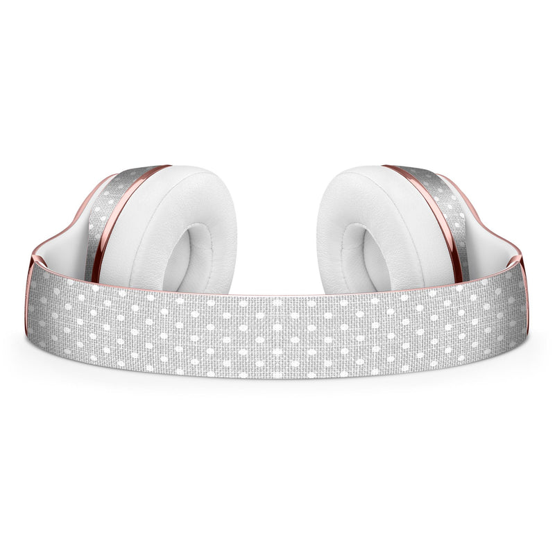 White Micro Polka Dots Over Gray Fabric Full-Body Skin Kit for the Beats by Dre Solo 3 Wireless Headphones