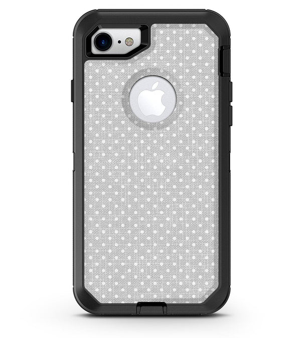 White Micro Polka Dots Over Gray Fabric - iPhone 7 or 8 OtterBox Case & Skin Kits