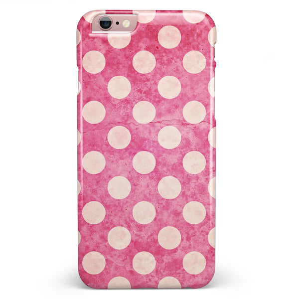 White Polka Dots Over Grungy Pink  iPhone 6/6s or 6/6s Plus INK-Fuzed Case