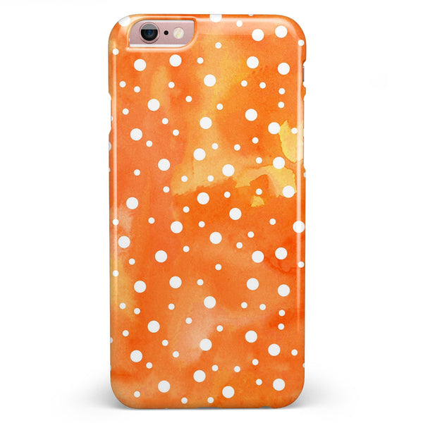 White Polka Dots Over Orange Watercolor Grunge iPhone 6/6s or 6/6s Plus INK-Fuzed Case
