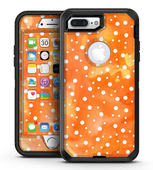 White Polka Dots Over Orange Watercolor Grunge - iPhone 7 Plus/8 Plus OtterBox Case & Skin Kits