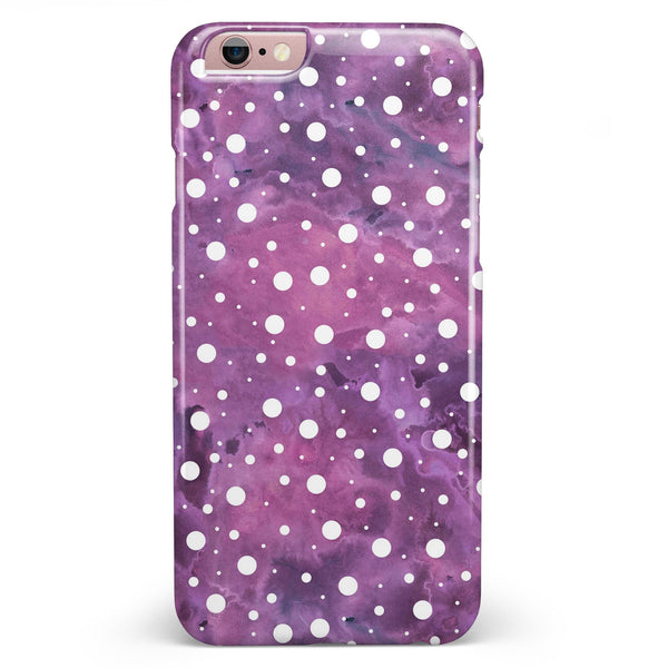 White Polka Dots Over Purple Pink Paint Mix iPhone 6/6s or 6/6s Plus INK-Fuzed Case