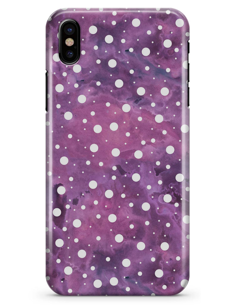 White Polka Dots Over Purple Pink Paint Mix - iPhone X Clipit Case