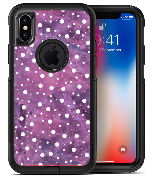 White Polka Dots Over Purple Pink Paint Mix - iPhone X OtterBox Case & Skin Kits