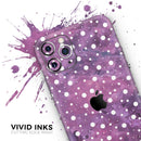 White Polka Dots Over Purple Pink Paint Mix - Skin-Kit compatible with the Apple iPhone 12, 12 Pro Max, 12 Mini, 11 Pro or 11 Pro Max (All iPhones Available)