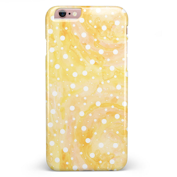 White Polka Dots Over Yello Orange Grunge iPhone 6/6s or 6/6s Plus INK-Fuzed Case