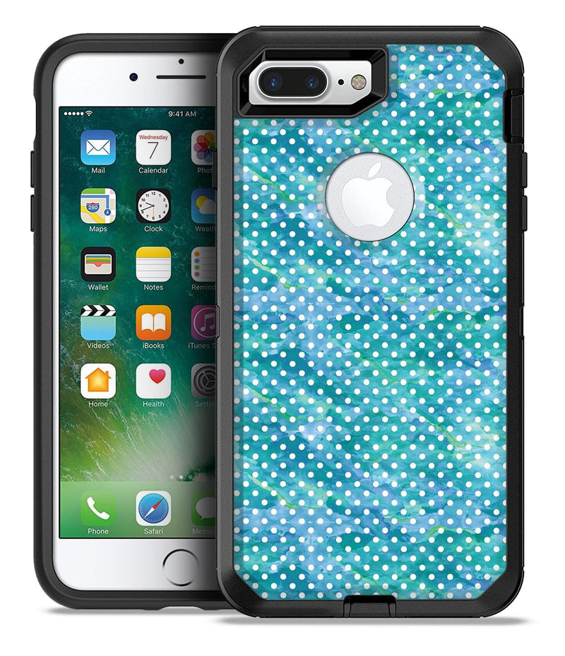 White Polka Dots over Blue Watercolor V2 - iPhone 7 Plus/8 Plus OtterBox Case & Skin Kits