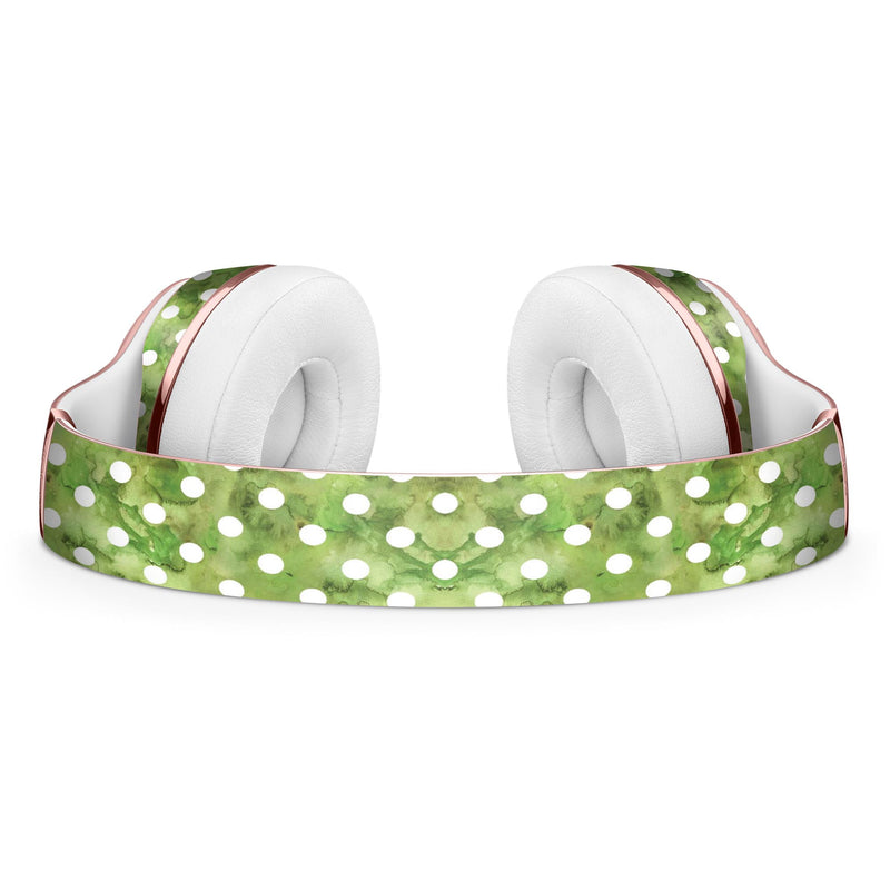 White Polka Dots over Green Watercolor Full-Body Skin Kit for the Beats by Dre Solo 3 Wireless Headphones