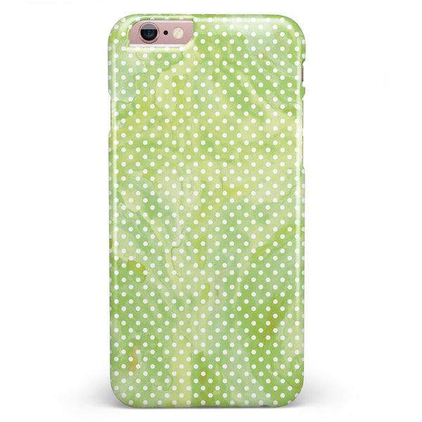 White Polka Dots over Green Watercolor V2 iPhone 6/6s or 6/6s Plus INK-Fuzed Case
