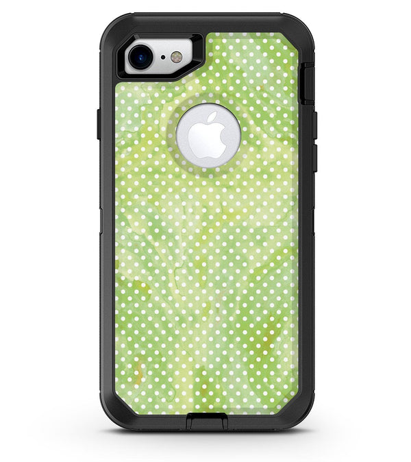 White Polka Dots over Green Watercolor V2 - iPhone 7 or 8 OtterBox Case & Skin Kits