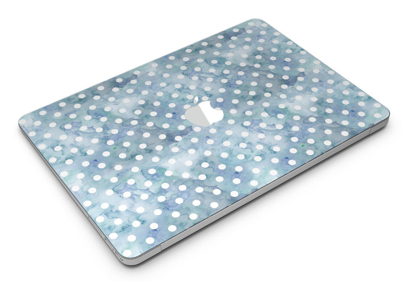 White Polka Dots over Pale Blue Watercolor - MacBook Air Skin Kit