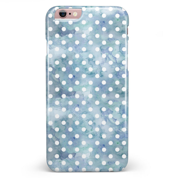 White Polka Dots over Pale Blue Watercolor iPhone 6/6s or 6/6s Plus INK-Fuzed Case