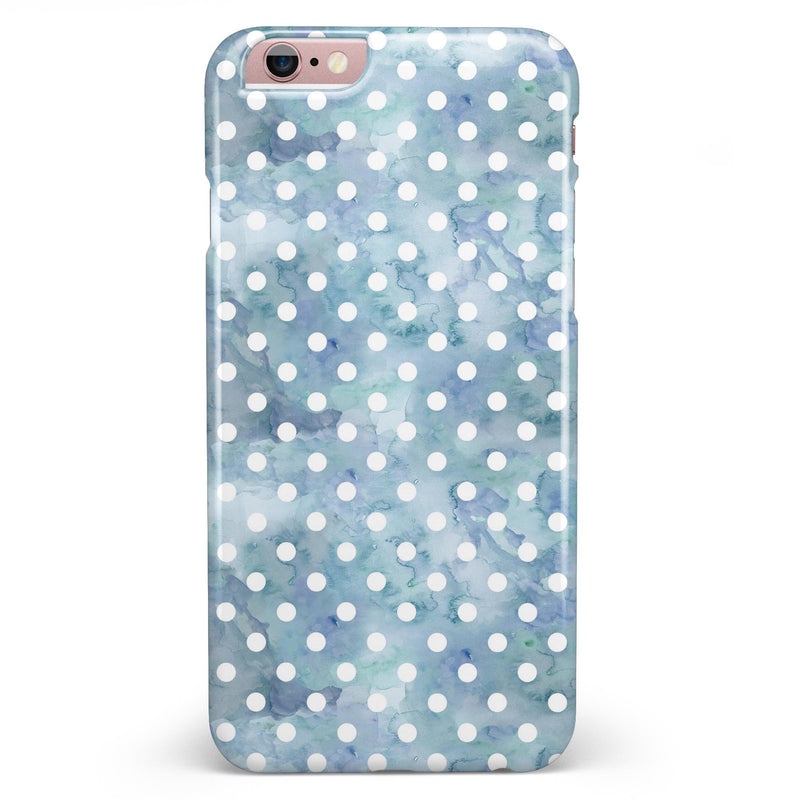 White Polka Dots over Pale Blue Watercolor iPhone 6/6s or 6/6s Plus INK-Fuzed Case