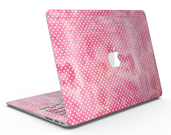 White Polka Dots over Pink Watercolor V2 - MacBook Air Skin Kit