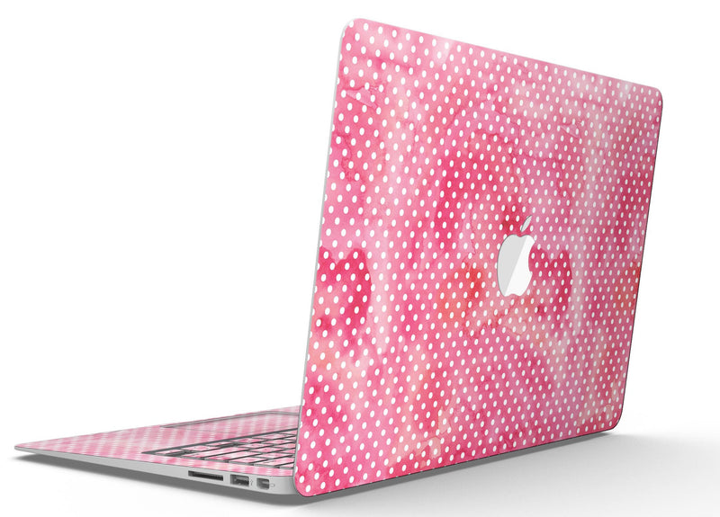 White Polka Dots over Pink Watercolor V2 - MacBook Air Skin Kit