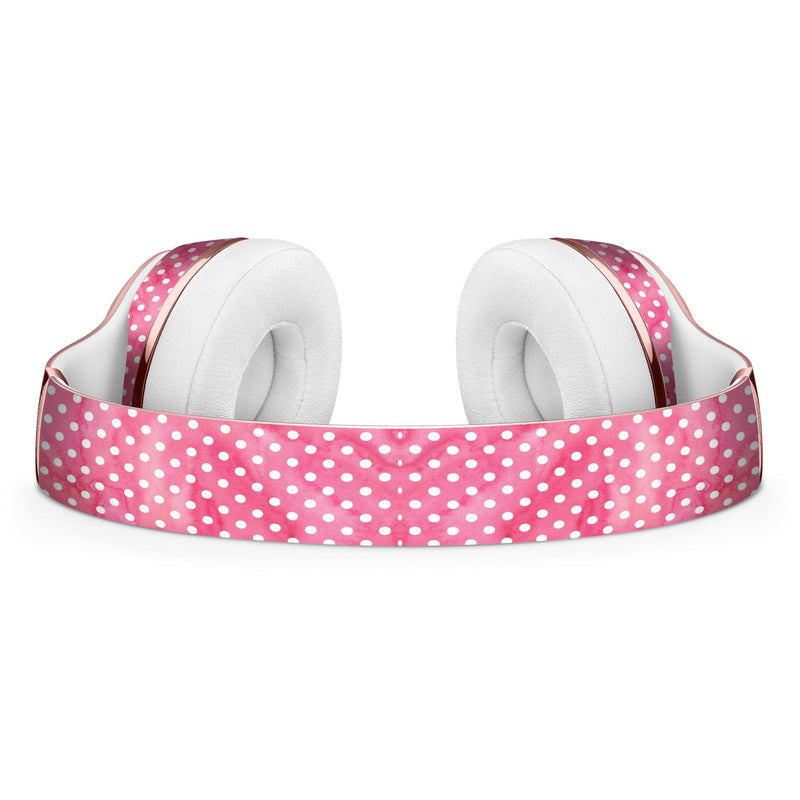 White Polka Dots over Pink Watercolor V2 Full-Body Skin Kit for the Beats by Dre Solo 3 Wireless Headphones