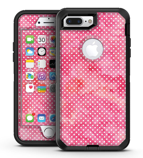 White Polka Dots over Pink Watercolor V2 - iPhone 7 Plus/8 Plus OtterBox Case & Skin Kits