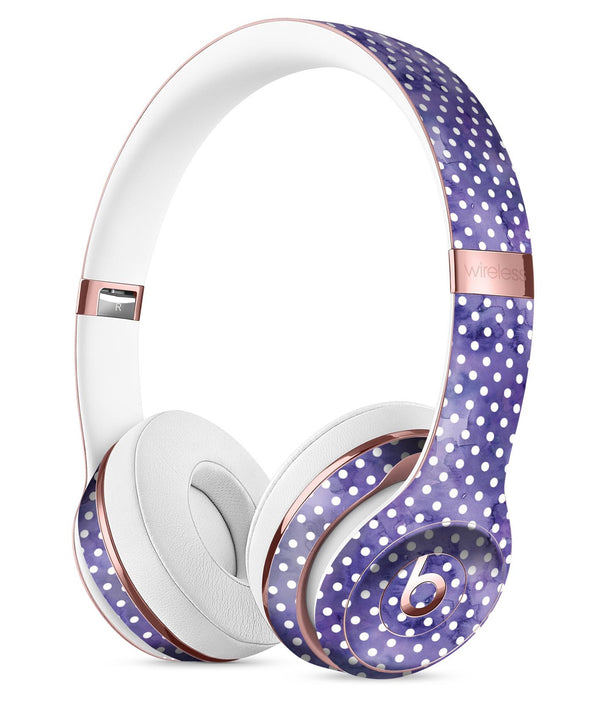White Polka Dots over Purple Watercolor V2 Full-Body Skin Kit for the Beats by Dre Solo 3 Wireless Headphones