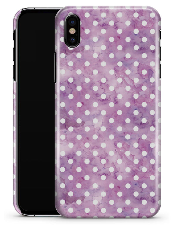 White Polka Dots over Purple Watercolor - iPhone X Clipit Case
