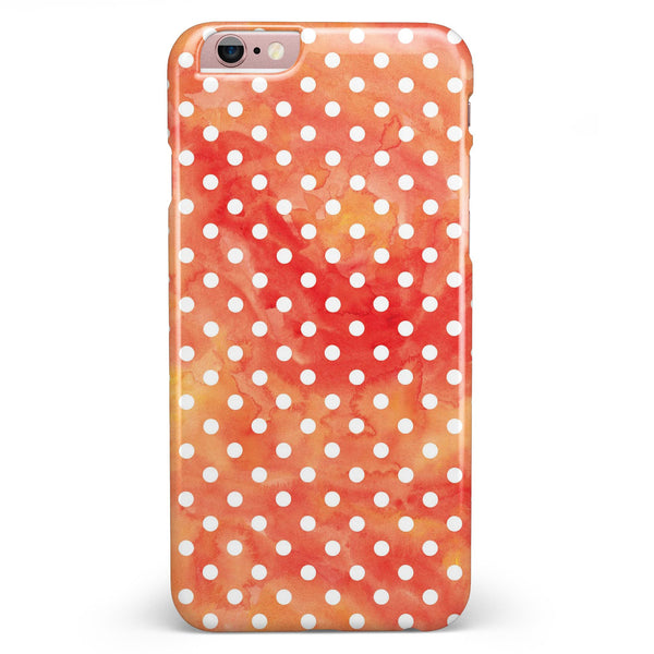 White Polka Dots over Red-Orange Watercolor iPhone 6/6s or 6/6s Plus INK-Fuzed Case